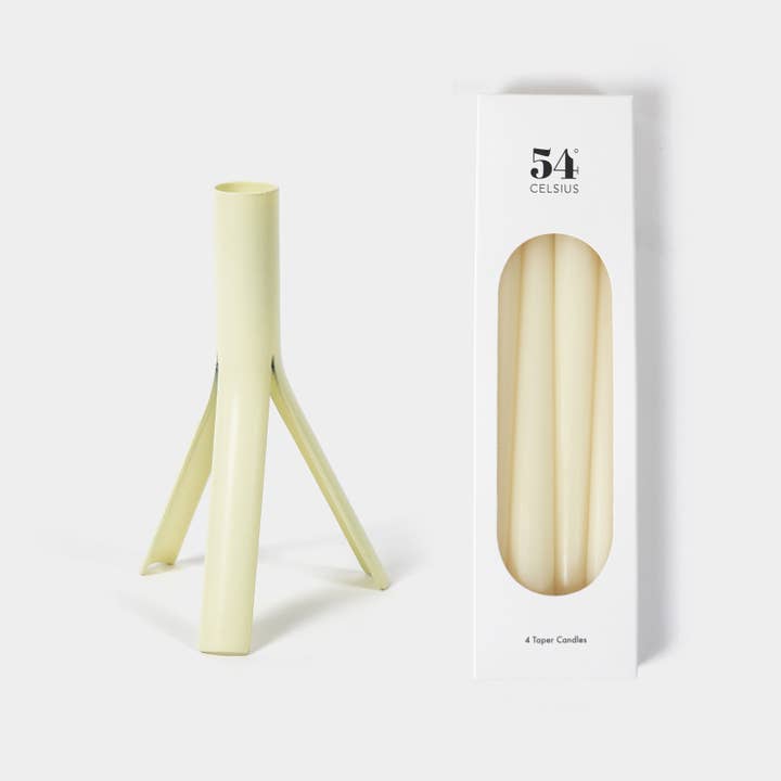 Stalen Raket Kandelaar & Dinerkaarsen (4st) Set – Crème voor wholesale door 54 Celsius