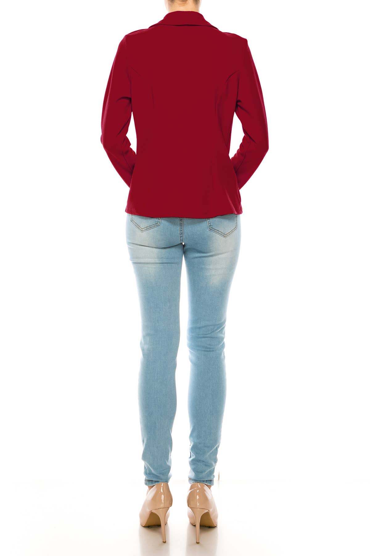 MOA COLLECTION - Wholesale Blazer - Women's - Women’s Solid Open Front Fitted Blazer Jacket – Waist Length6