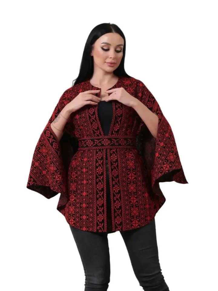 Elegant Heritage Broderad Cape - Tidlös Stil & Komfort för wholesale av Palestinian Elegance