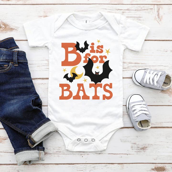 B er for flagermus langærmet og kortærmet babybody for engroshandel hos Itsy Bitsy Bella Co