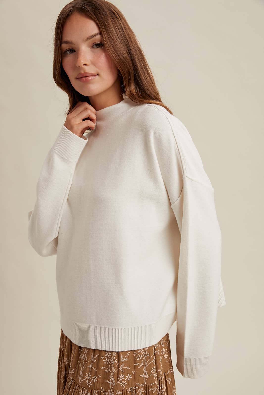 Wishlist Apparel - Wholesale Knit Sweater - Women's - SOFT-TOUCH MOCK NECK KNIT SWEATER / WL25-109686