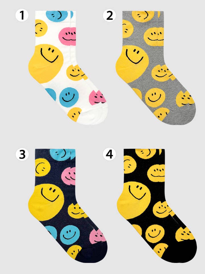 Chaussettes Crew Smile Stamp pour femmes pour la vente par 7DAYSSOCKS