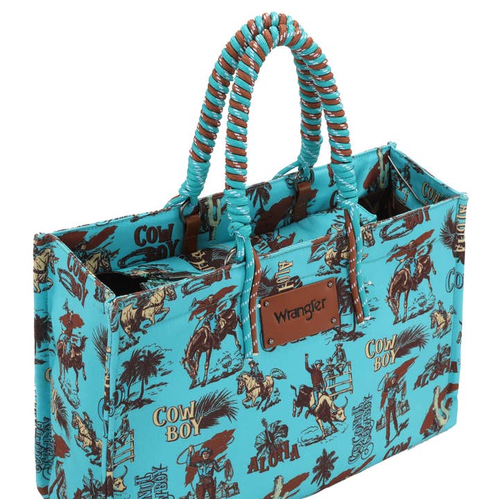 South End Clothing and Apparel L.L.C - Wholesale Tote bag – Women's - Wrangler COWBOY Dual Sided Print Canvas Wide Tote4