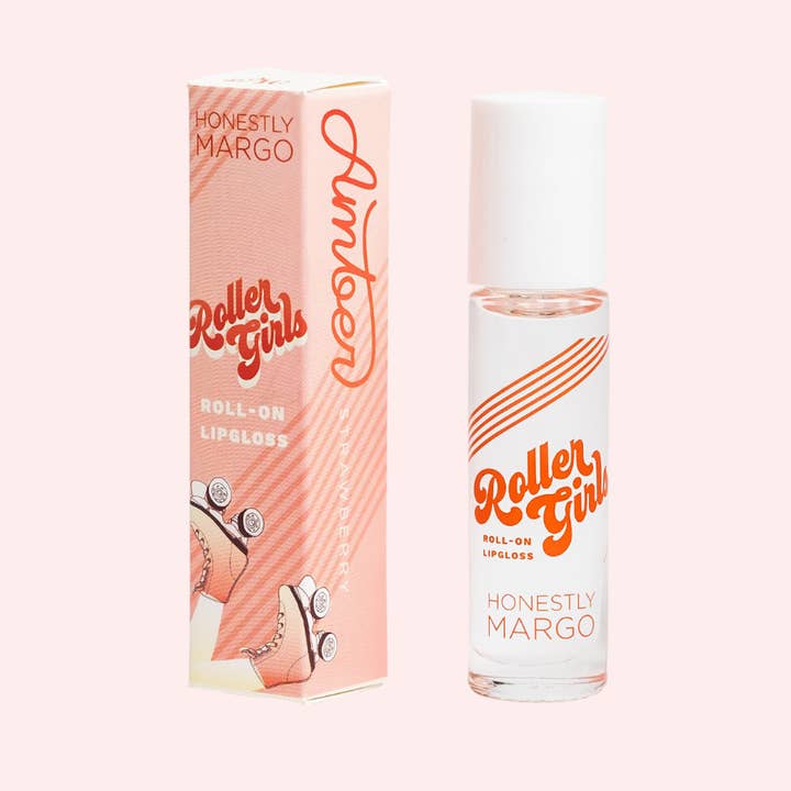 Strawberry AMBER Roller Girls Roll-On Lipgloss for wholesale by Honestly Margo