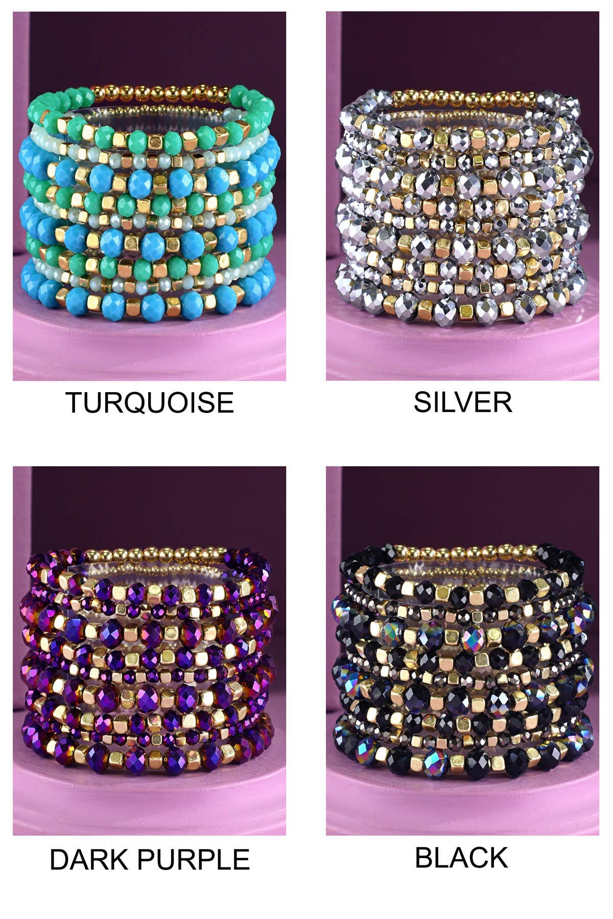 Urbanista - Wholesale Beaded Bracelet - 9 Set Colorful Stackable Beaded Stretch Bracelet4