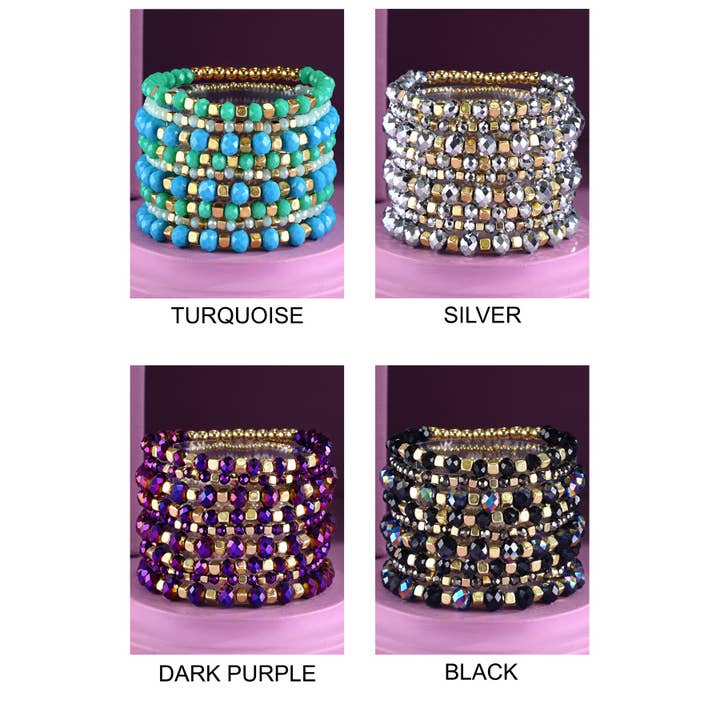 Urbanista - Wholesale Beaded Bracelet - 9 Set Colorful Stackable Beaded Stretch Bracelet4