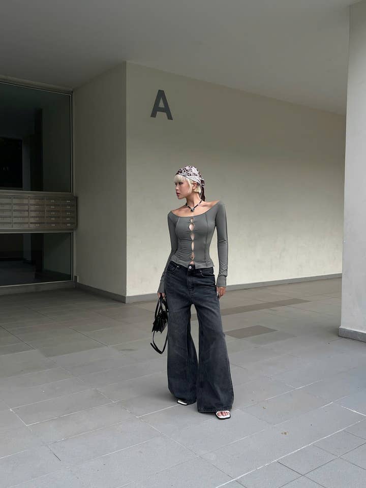 Lamin - Green Off-Shoulder Cut-Out Spandex Top for wholesale by SGLOKAL