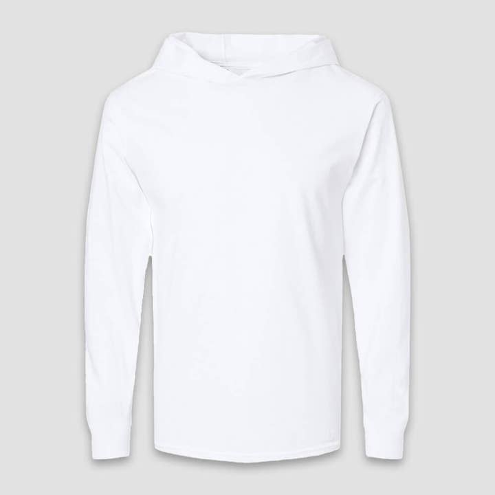 White Adult Long Sleeve Hoodie T-shirt Sublimation Blank OPEN SIZE for wholesale on Faire