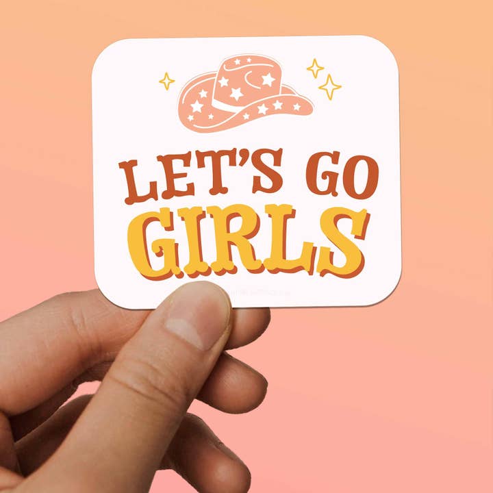 Let's Go Girls Pink Cowgirl Sticker for Hydroflask - Mini for wholesale by Sentinel Supply