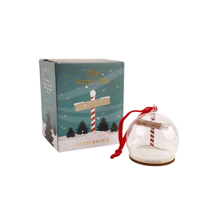 CGB Giftware - Wholesale Ornament - Merry Christmas North Pole Glass Bauble Christmas Decoration1