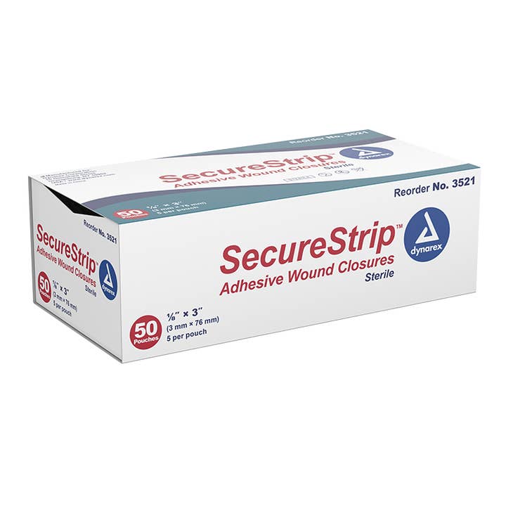 Dynarex SecureStrip Adhesive Wound Closures - Sterile, 50ea/bx, 4bxs/cs (200 Count) for wholesale by Go Bulk Medical