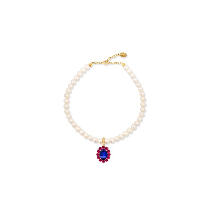 Ninon - Wholesale Individual Charm/Pendant - Petite Ninon Oval Fuşya Lacivert Charm1