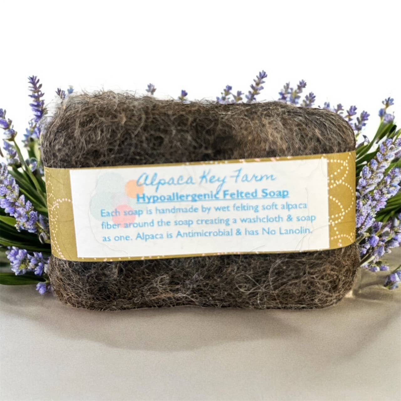 Alpaca Key Farm LLC - Vente Pains de savon - Savon en Alpaga Feutré Barre Cadeau Exfoliante Naturelle - Lait/Karité2