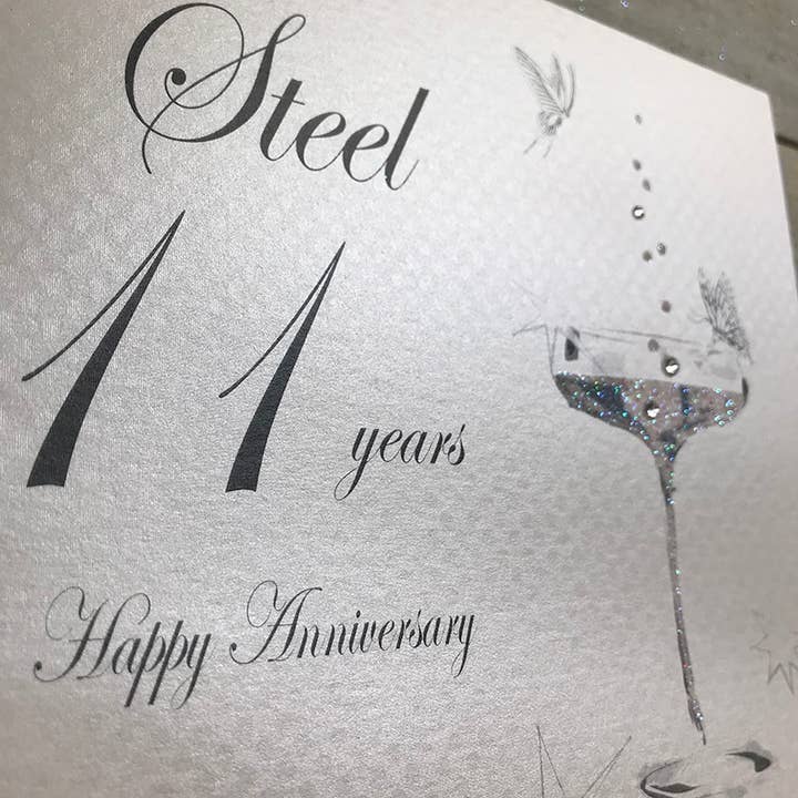 White Cotton Cards - Wholesale Anniversary Card - 11th Steel Coupe (BD111-C)2