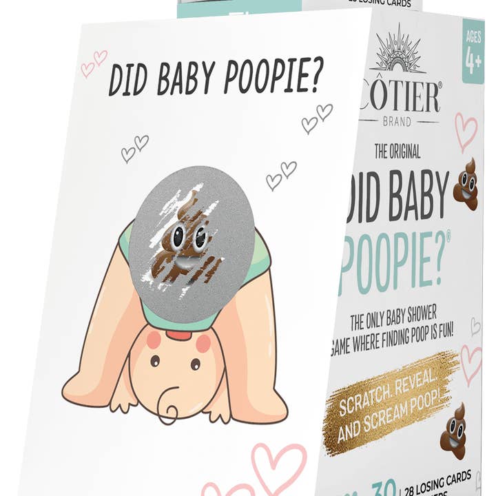 CÔTIER BRAND - Wholesale Card Game - Did Baby Poopie?® - Baby Shower Poop Emoji Scratch-Off Game