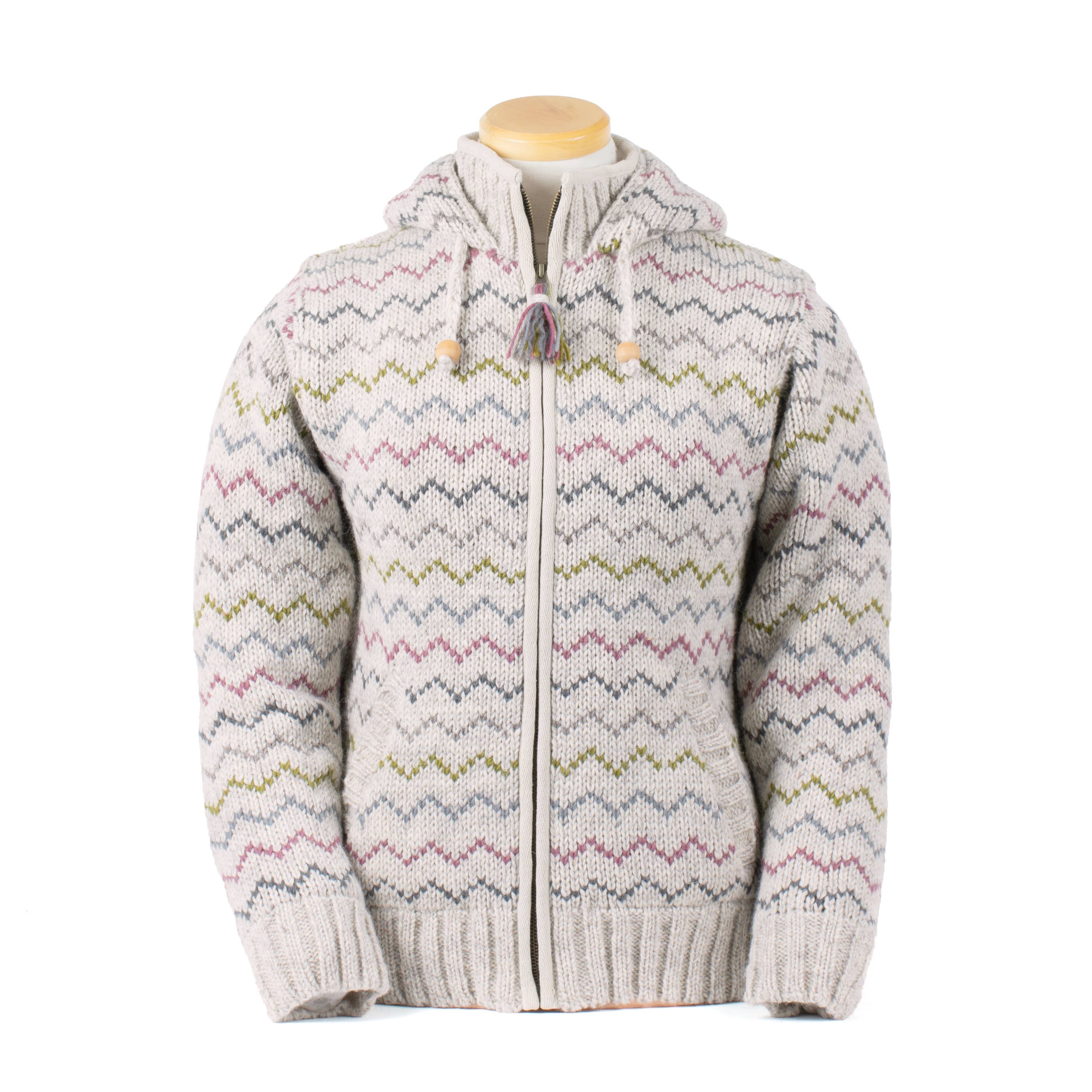 Lost Horizons Knitwear – Ships from USA - Vente Pull en maille – femme - Hoodie en laine à chevrons pour femme Ziggy0
