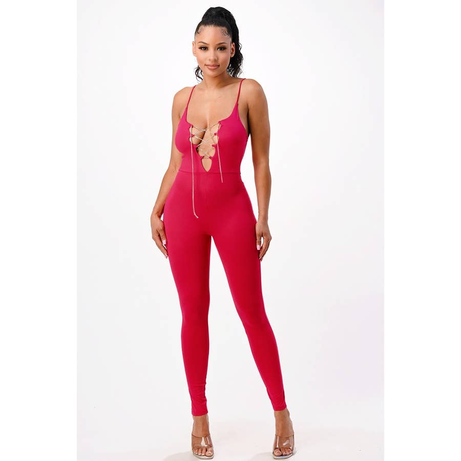 Lime All the Time - Vendita all'ingrosso Tuta intera - Donna - Tuta con lacci e strappi a V4