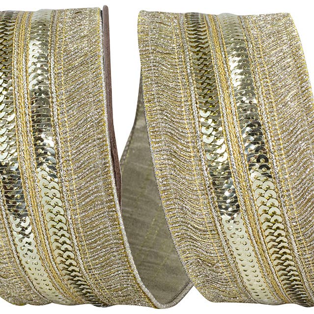 Fringe Trimming Metallic Deluxe Metallic Backed Wired Edge for wholesale by RELIANT RIBBON