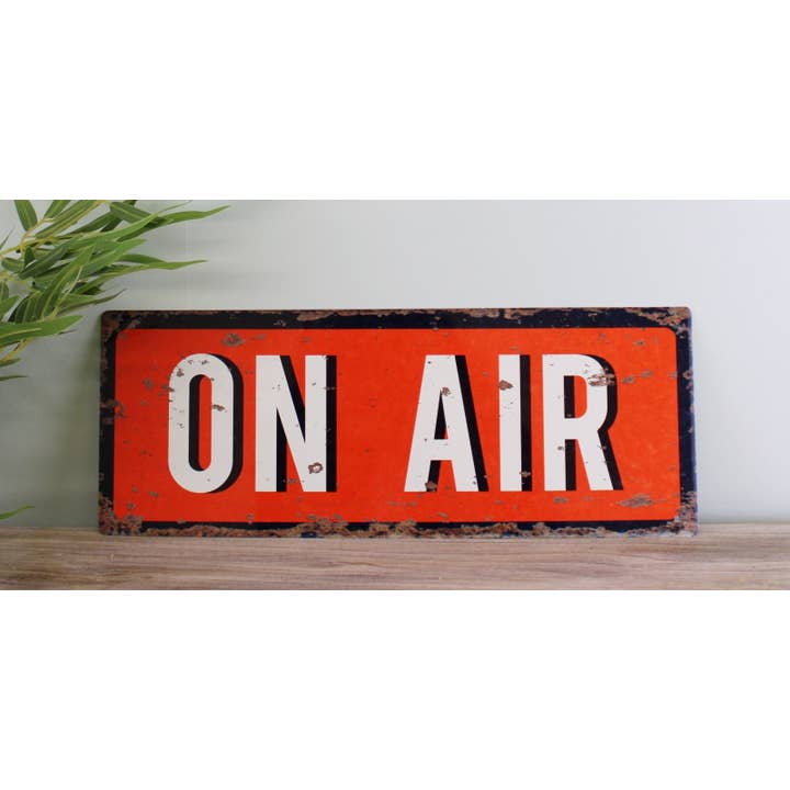 Red White Vintage Metal Sign - On Air Recording Sign for wholesale on Faire