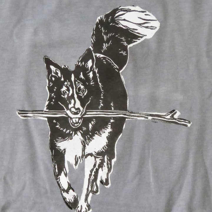 Handprinted T-shirt "Border Collie" for wholesale by Sarah Drummond Art