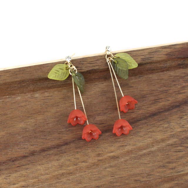 Pretty Persuasions - Wholesale Dangle Earrings - E25250 Rhinestone Post Resin Flower Dangle Earrings