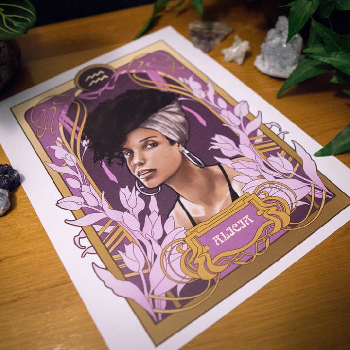 Alicia Keyes - Vattumannen Tryck för wholesale av Black Zodiac Prints
