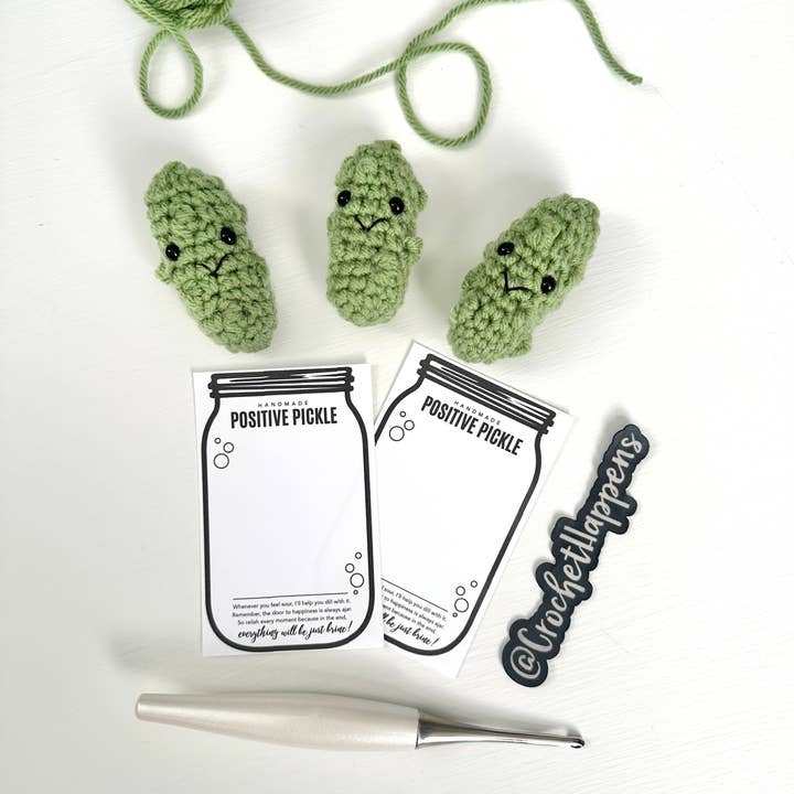 Crochet Happens - Wholesale Decorative Tabletop Object - Positive Pickles - Set of 8 - Made to Order