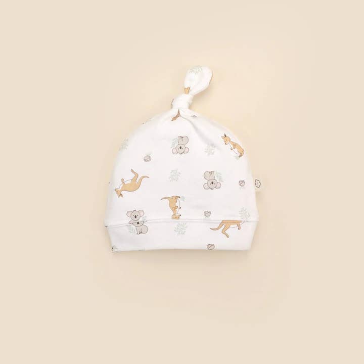 Lūmmi in Colour Babywear – Großhandel Neugeborenen-Mütze – Baby – Bio-Baumwoll-Babymütze - Känguru & Koala1
