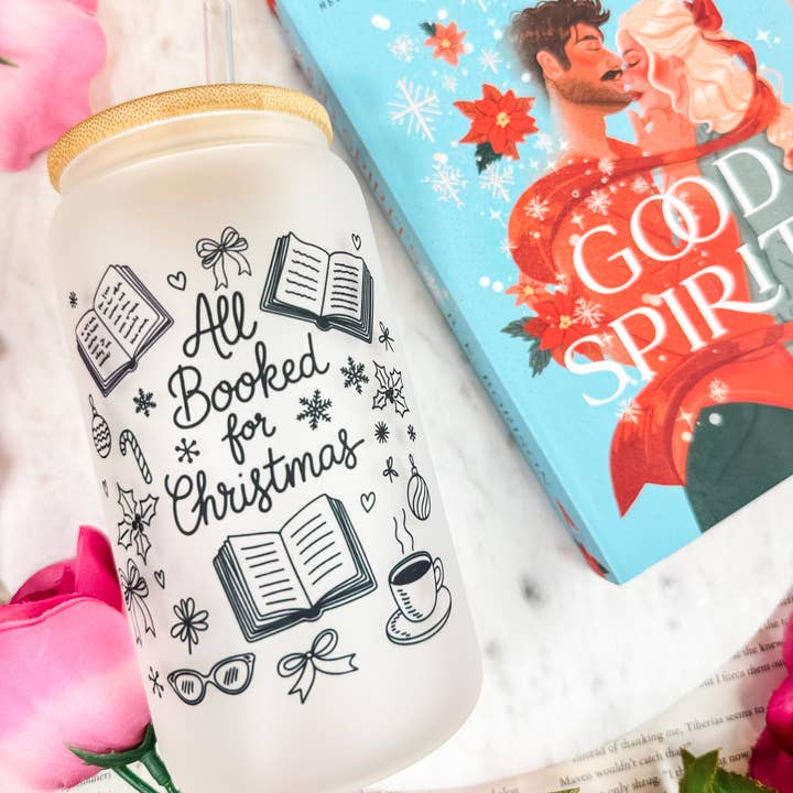 The Swoon Room – wholesale Drinking glass/cup – All Booked for Christmas 16oz Frosted Glass Cup