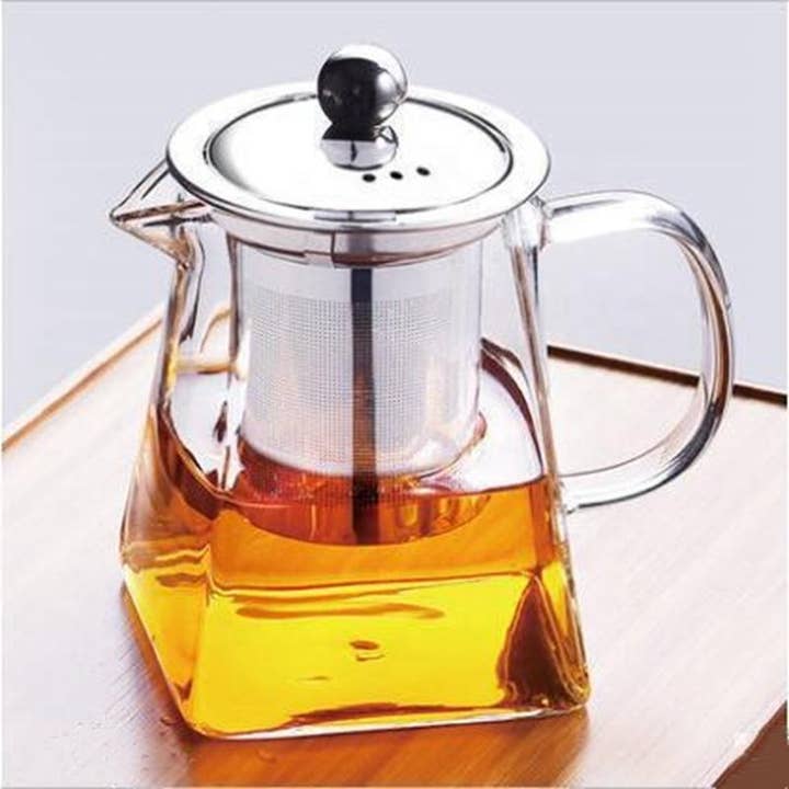 Glass Teapot With Stainless Steel Infuser and Lid 32oz*SALE* for wholesale by The Grateful Tea Co