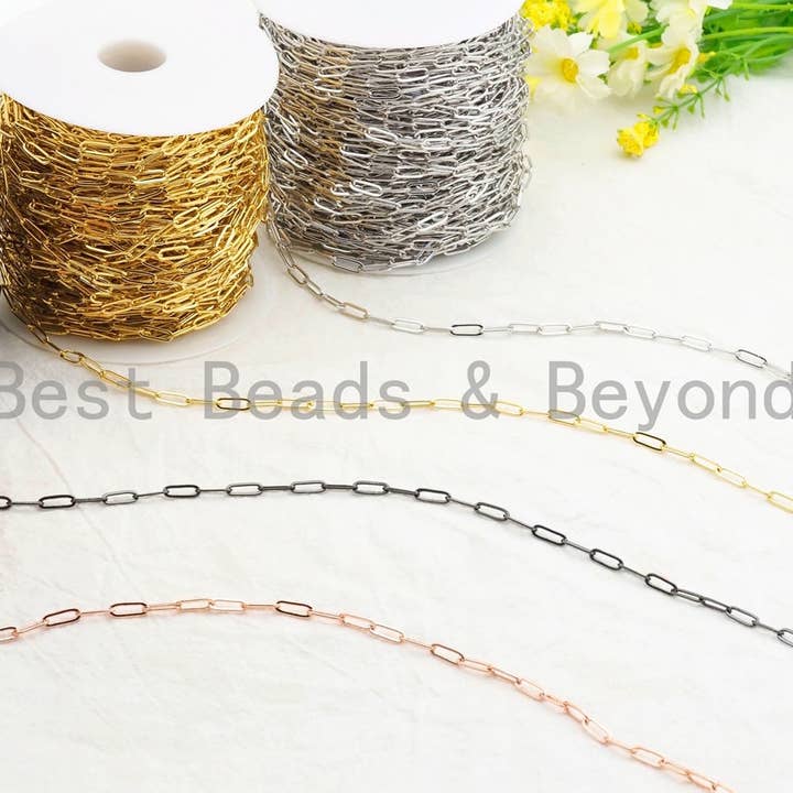 BestBeads&Beyond - Vendita all'ingrosso Collane a catena e maglie - Catena a Graffetta di Piccole Dimensioni 4x11mm al Metro, SKU#E5032