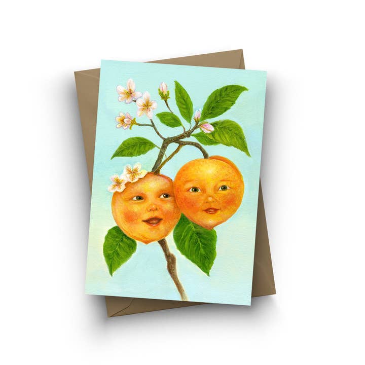"Peach Babies" Single Card for wholesale by Jahna Vashti