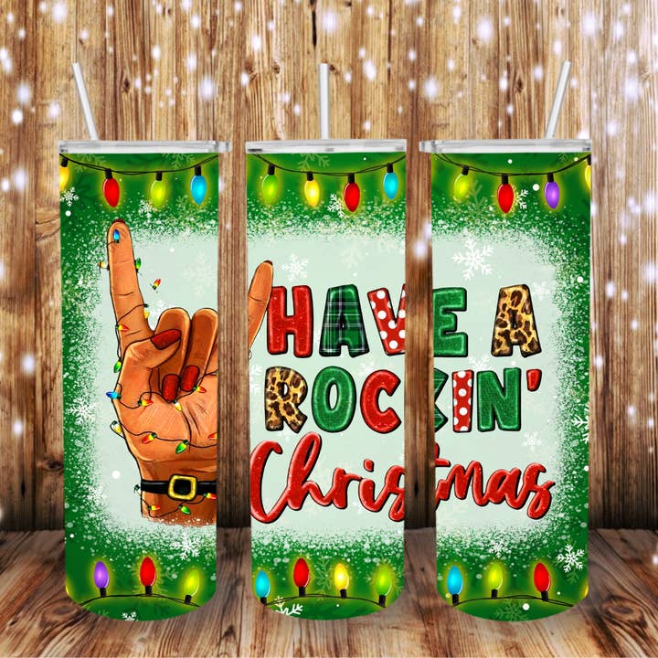 Rockin' Christmas Tumbler for wholesale by Wicked Flower Creations