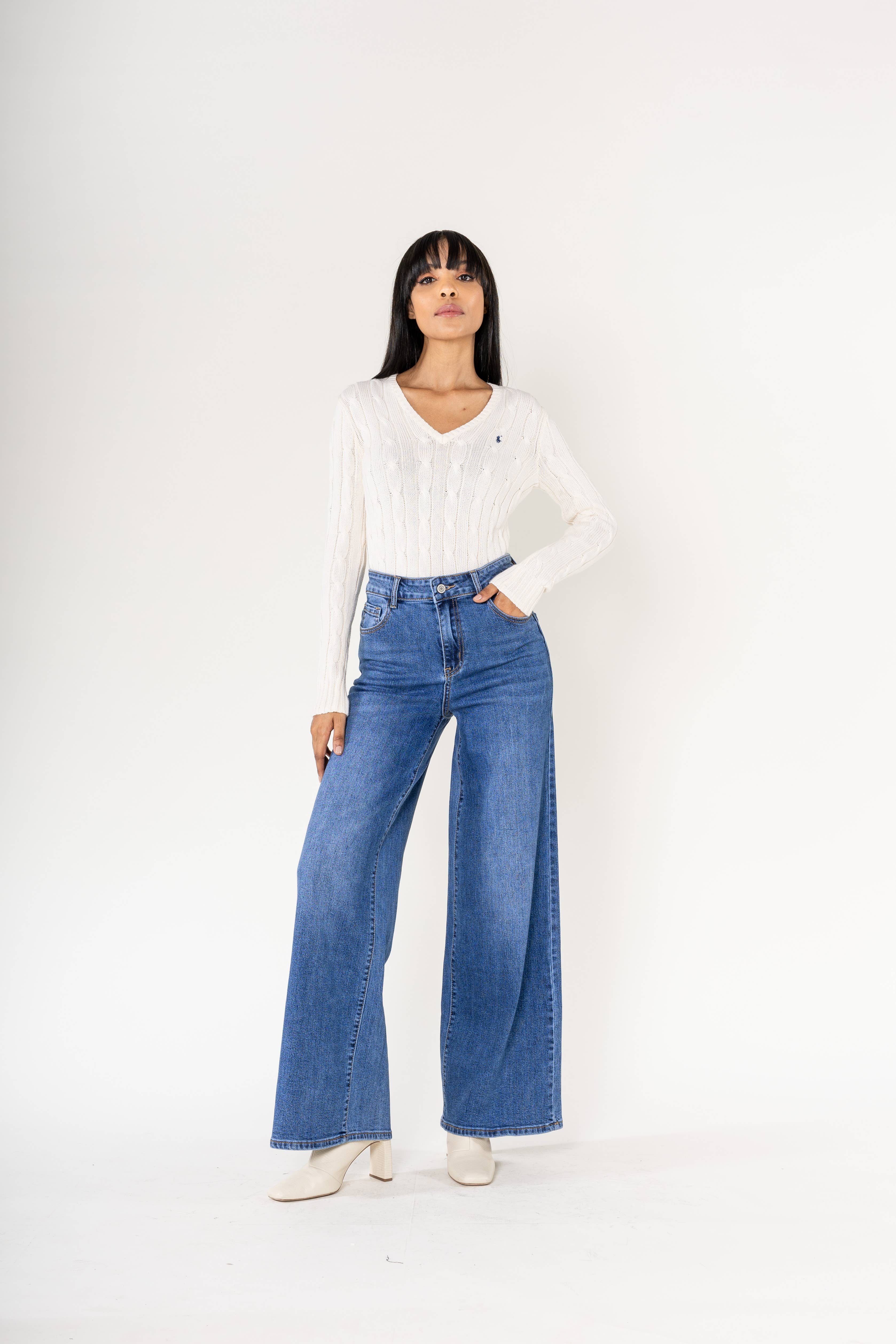 Nina Carter - Vente Jean – femme - Nina Carter super WIDE LEG taille haute stretch YY30029