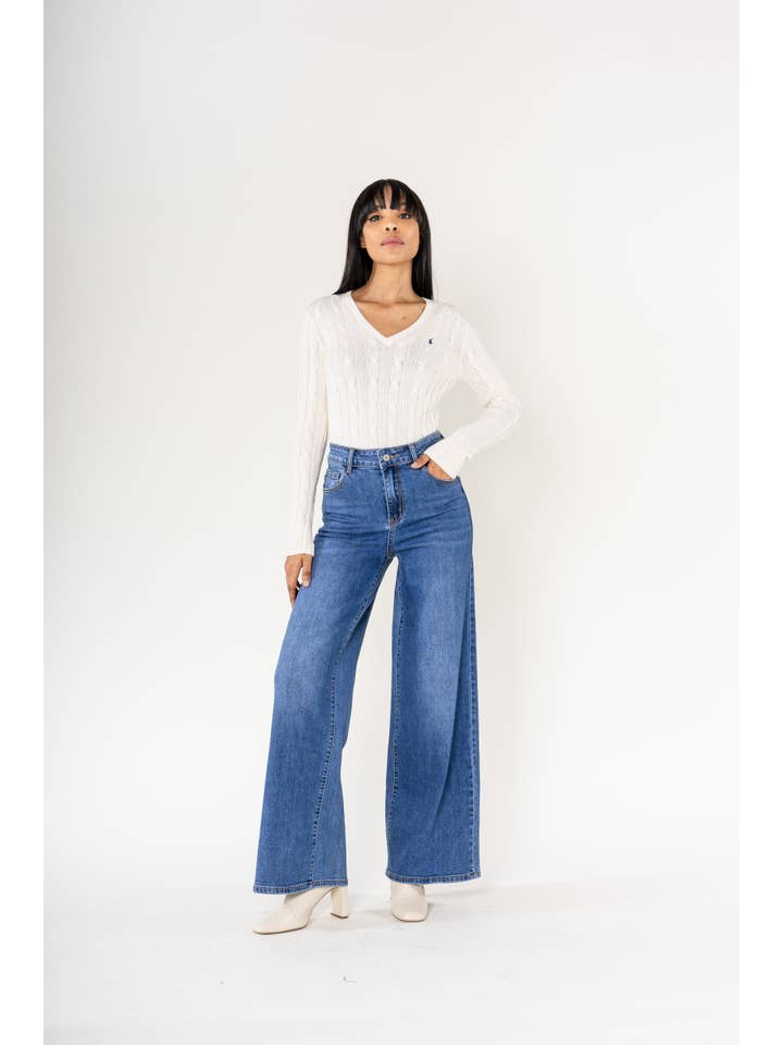 Nina Carter - Vente Jean – femme - Nina Carter super WIDE LEG taille haute stretch YY30029