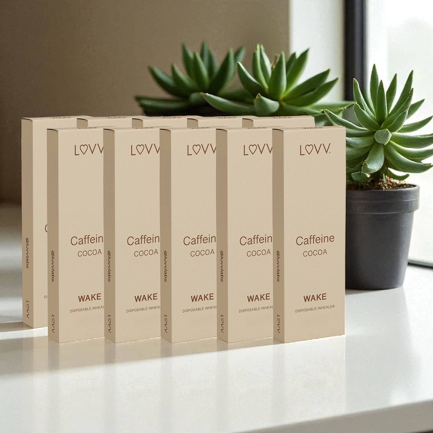 LUVV Labs - Wholesale Aromatherapy Inhaler - 10 LUVV WAKE Caffeine & B12 Infused Cocoa Flavored Inhealers1