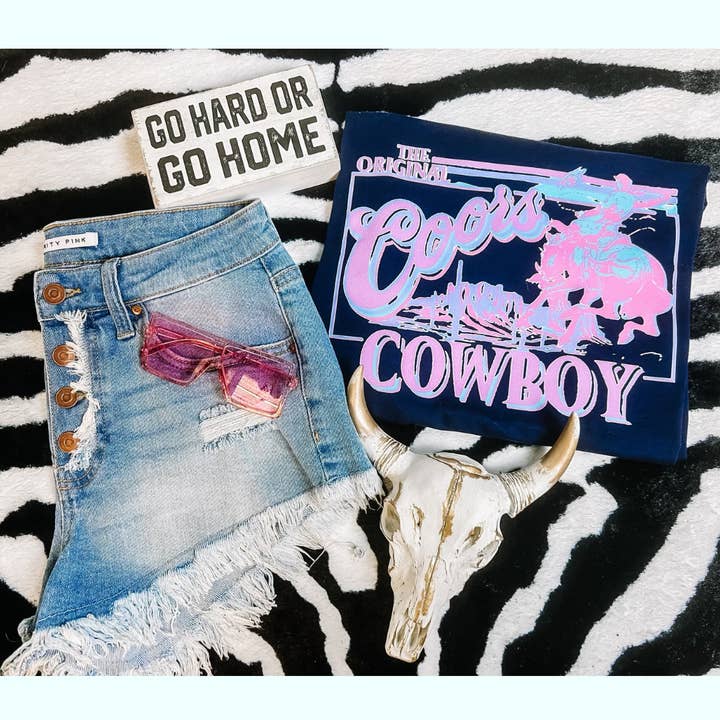 Neon The Original Coors Cowboy Graphic Tee for wholesale by ZZ Threadz