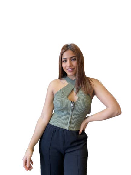 22451 TOP CROISÉ AVEC FERMETURE ÉCLAIR pour la vente par MAGNVS