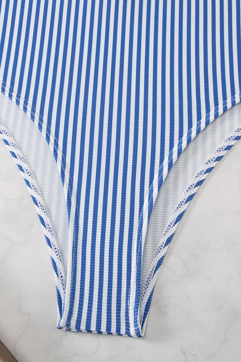 NINEXIS - Wholesale Two Piece Swimsuit - Women's - CWMW0794_STRIPED HIGH WAISTED V-NECK RUFFLED SWIMSUIT8