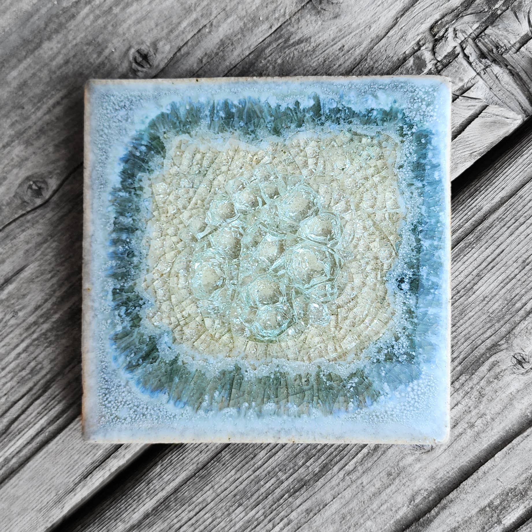 Dock 6 Pottery - Vente Sous-verre - Sous-verre Geode Crackle, individuel, 4 « x 4", verre fondu37
