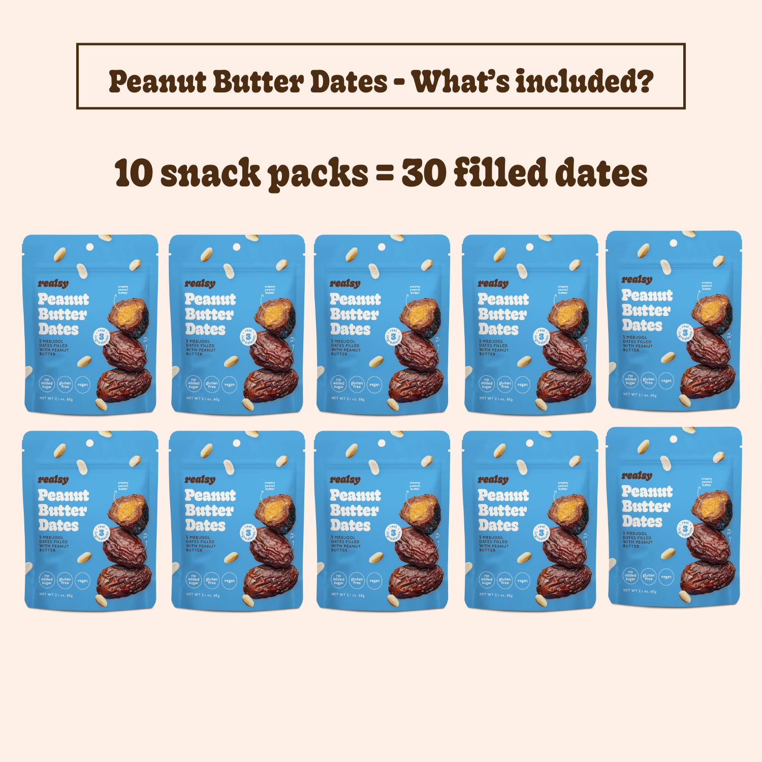 realsy - Wholesale Nuts - Peanut Butter Filled Medjool Date Snack Packs - 10 unit/case3