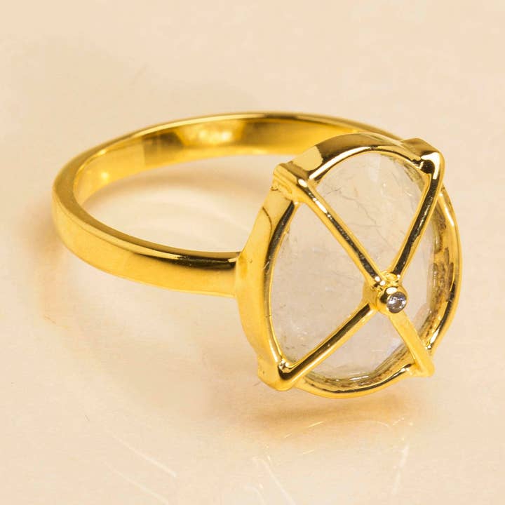 PONDICHERY MÅNESTEN BLOMST RING for engroshandel hos Une A Une