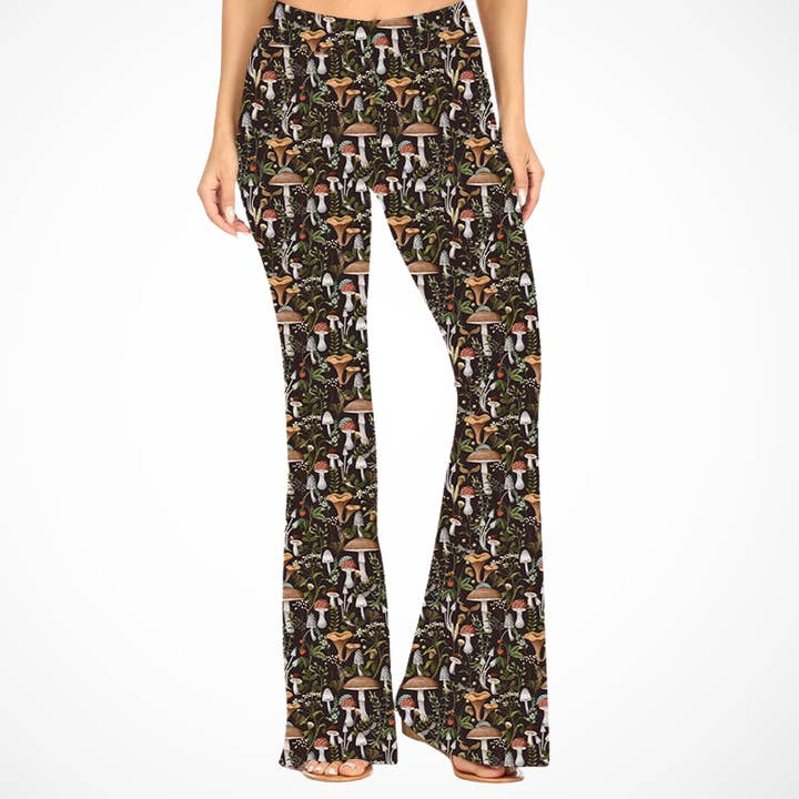 Morning Mushrooms Deluxe Bell Bottoms for wholesale by Natopia