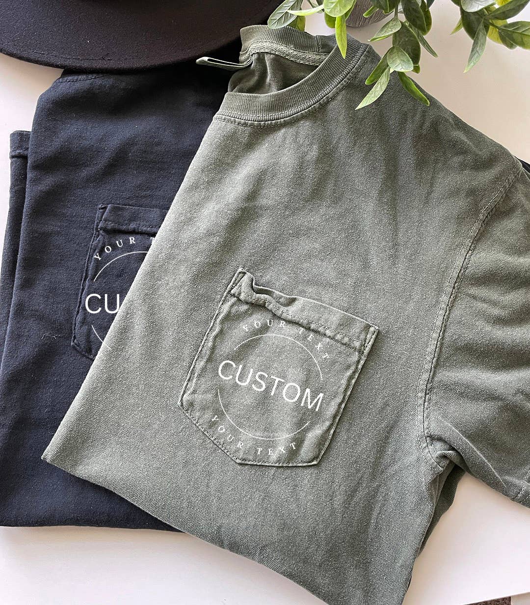 One Nine – Großhandel T-Shirt – Damen – One Nine Custom Comfort Colors T-Shirt mit Tasche - Modell 60303