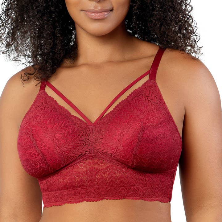 PARFAIT Mia Lace P5951 Women's Full Busted Lightly Padded Wire Free Bra - Rio Red for wholesale by PARFAIT