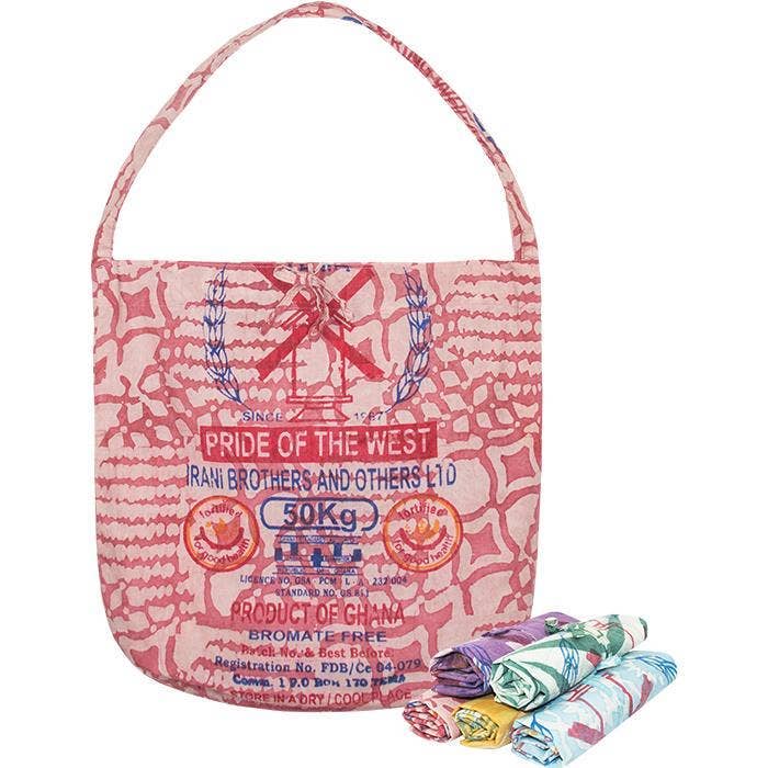 Eco Roll-Up Shopper Tote: Flour Sack - Assorted for wholesale by Global Mamas
