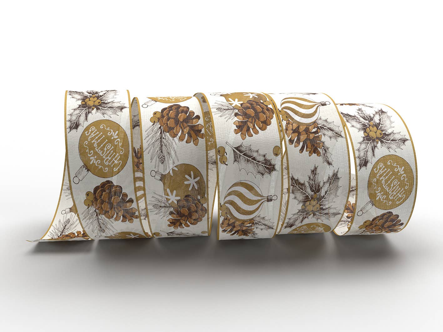 B&P Italia – fita para embrulhar presentes por atacado – Fita de tecido para embalagem de Natal X'MAS Ball3