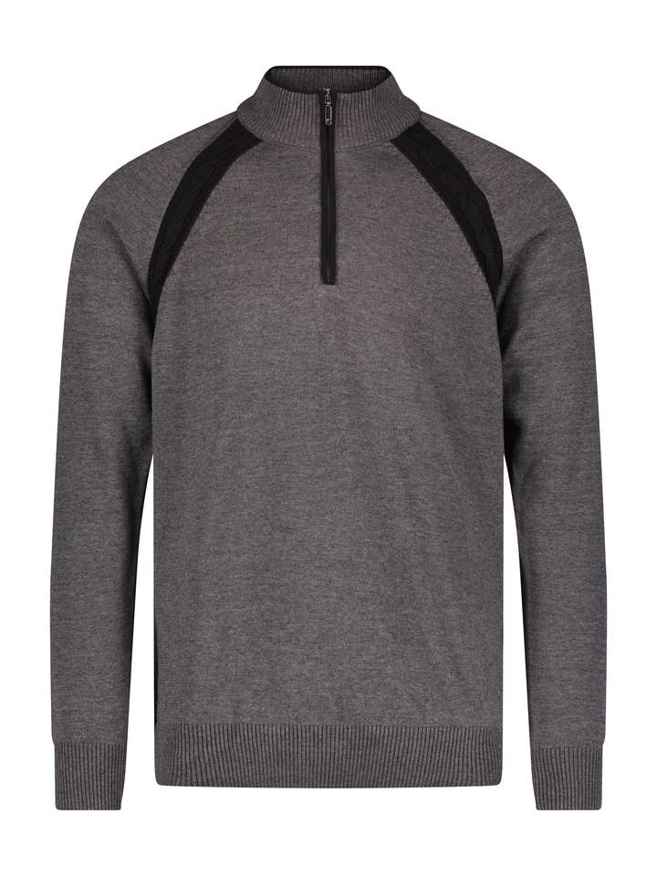 Charcoal Raglan Quarter Zip Sweater for wholesale by Luchiano Visconti