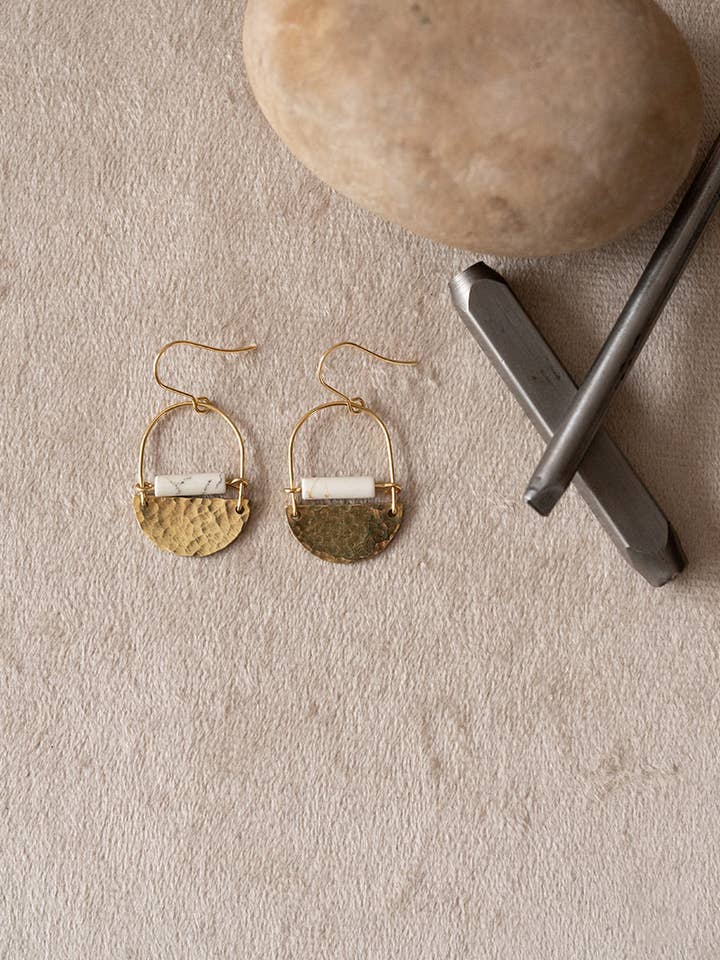 Mini Drop Earrings - White Turquoise for wholesale by Found & Feral