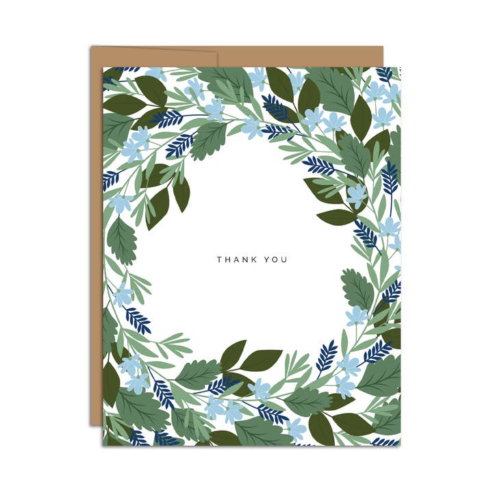 "Thank You" Blue Bouquet Florals / Thank You / Greeting Card for wholesale by HAZELMADE® Tea Towels + Gifts